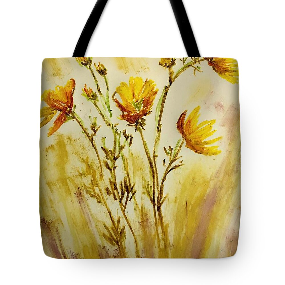 Flowers Tote Bag featuring the pastel Sunny Gallardia by Deb Stroh-Larson