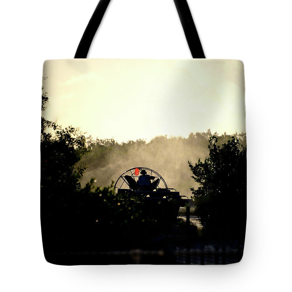 Airboat Tote Bag featuring the photograph Sunrise by Alison Belsan Horton