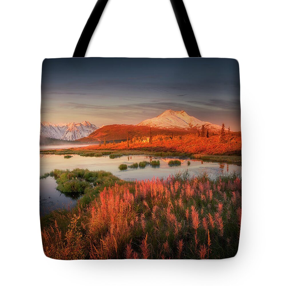 Sunrise Tote Bag featuring the photograph Sunrise at Alaska by Henry w Liu