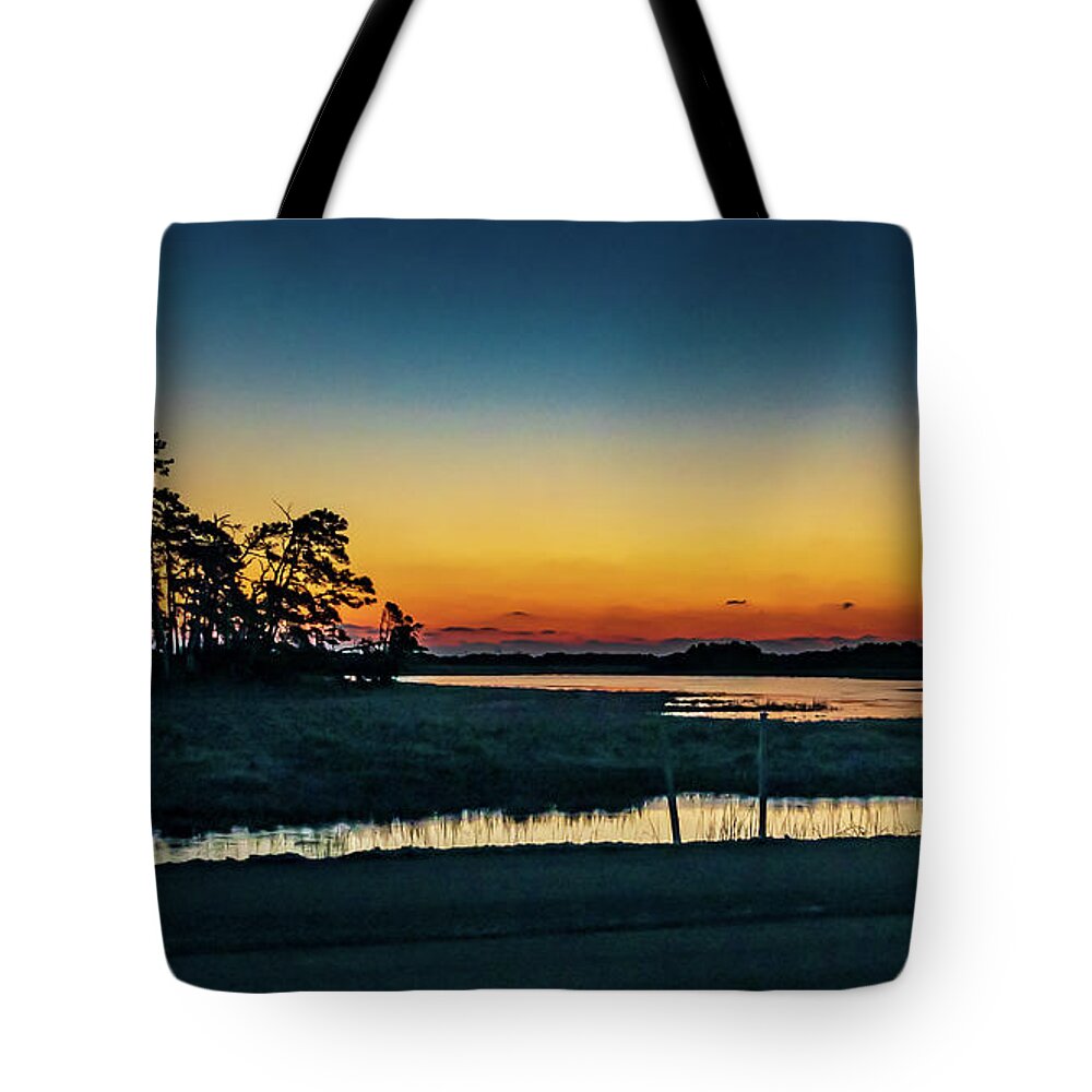 Island Tote Bag featuring the photograph Sunrise at chincoteague Island by Louis Dallara
