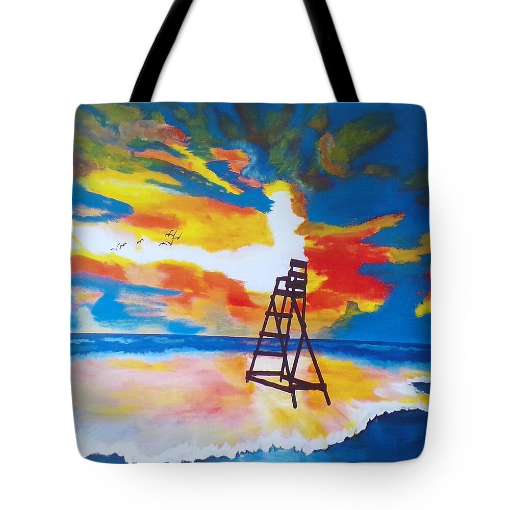 Seascape Tote Bag featuring the painting Sunrise Before the Storm by Kathie Camara