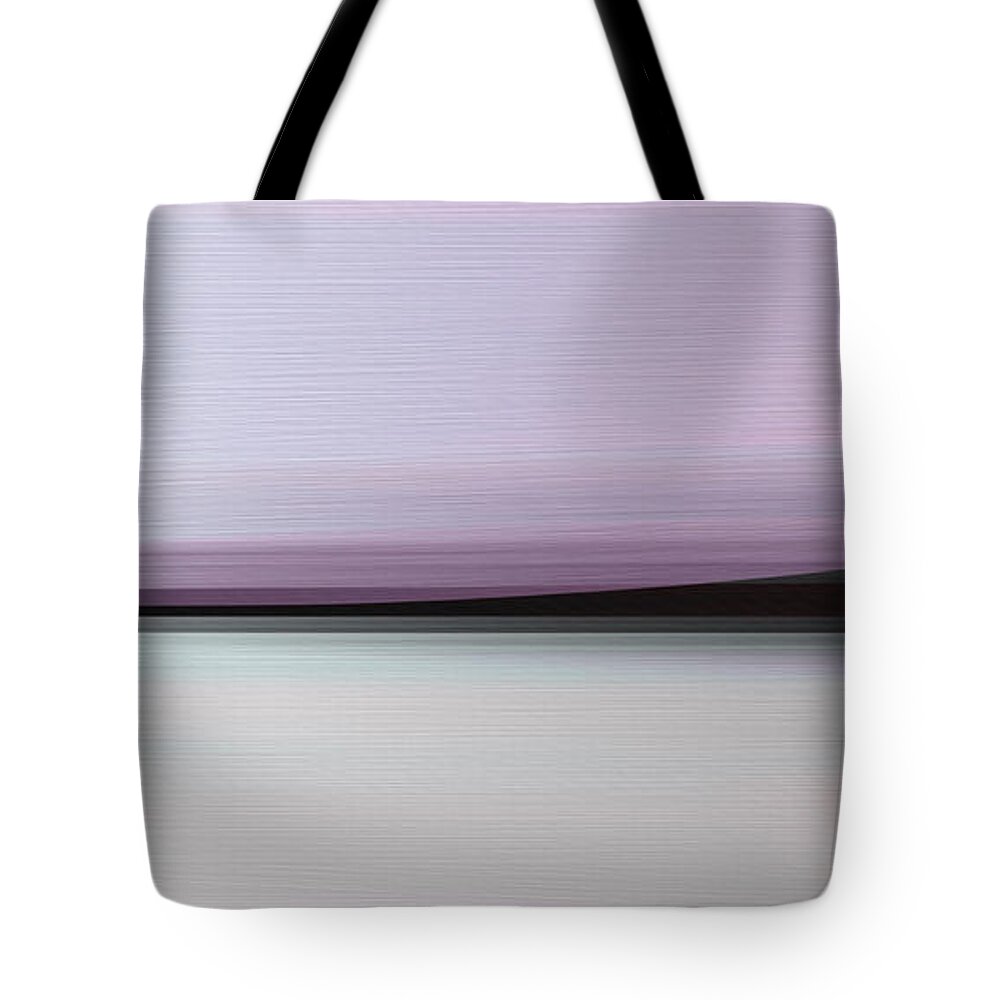 Abstract Tote Bag featuring the painting Sunrise - Bright Large Tranquil Abstract Landscape Painting by iAbstractArt