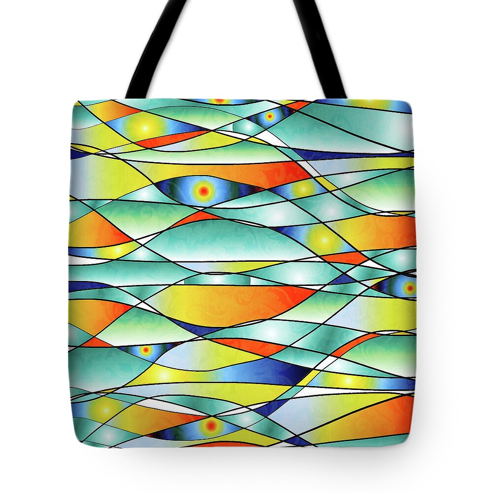 Sunrise Tote Bag featuring the digital art Sunrise Fish Eyes by Sand And Chi