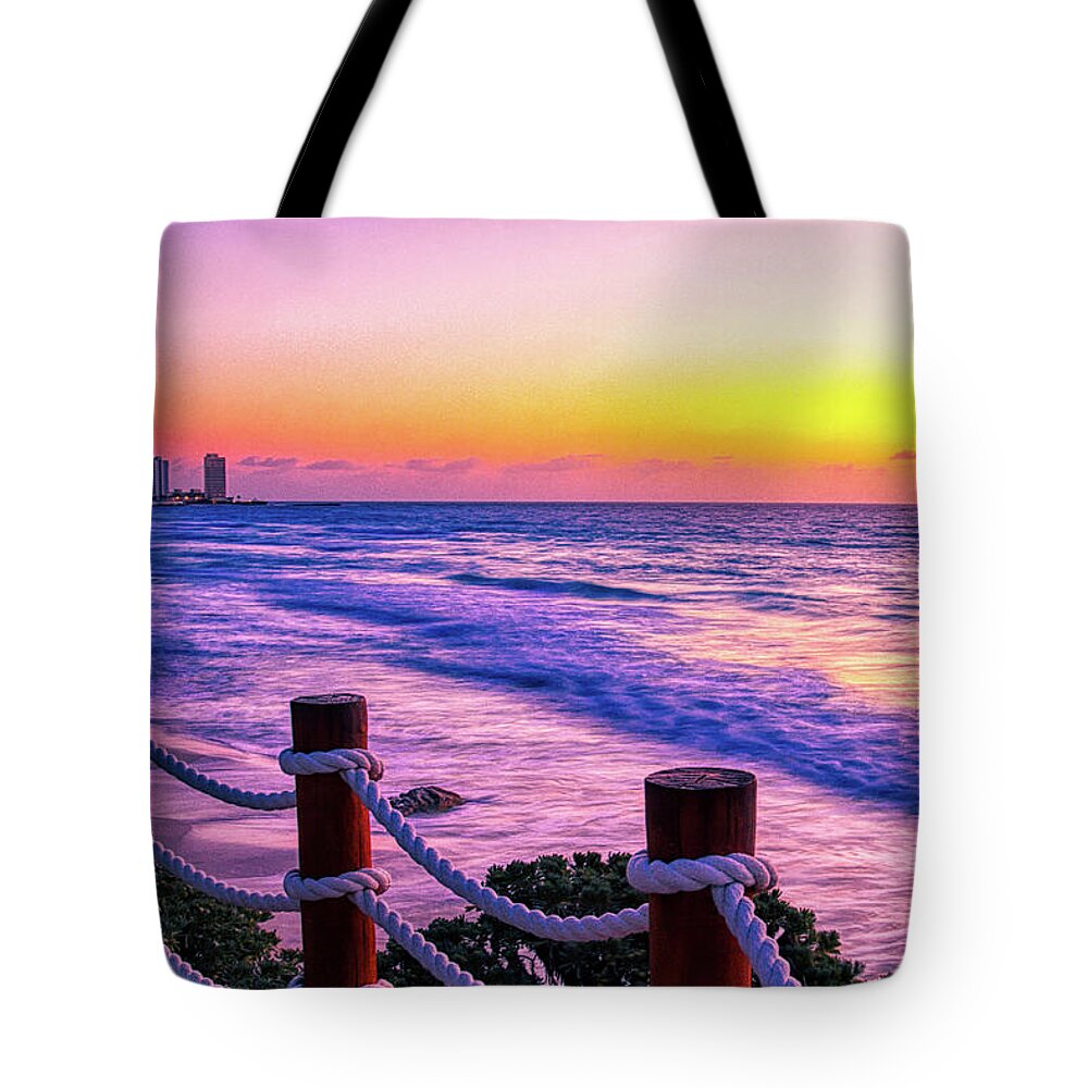 Sunrise Tote Bag featuring the photograph Sunrise in Cancun by Tatiana Travelways