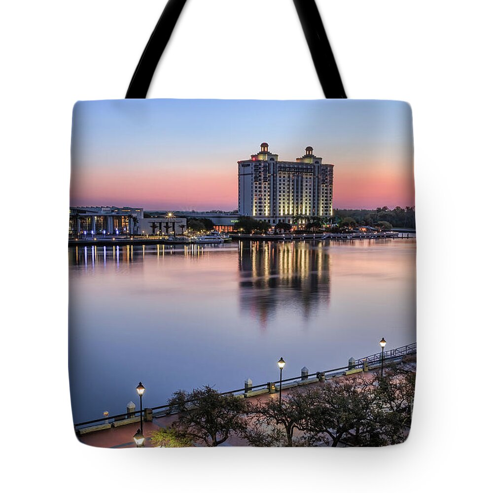 Sunrise Tote Bag featuring the photograph Sunrise in Savannah by Shelia Hunt