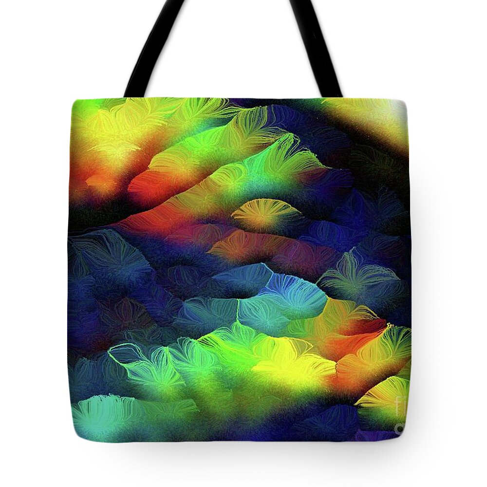 Abstract Landscape Tote Bag featuring the painting Sunrise in the Valley of Compassion by Aberjhani