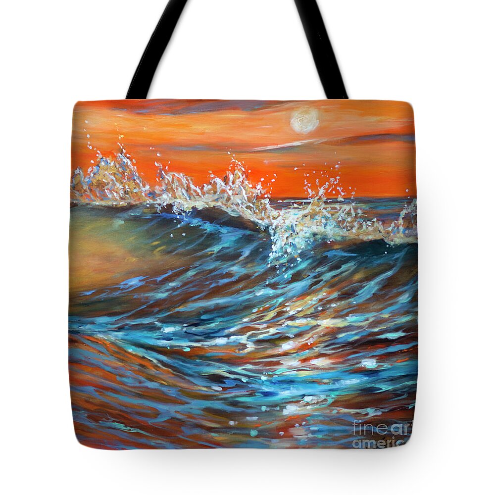 Ocean Tote Bag featuring the painting Sunrise Lace by Linda Olsen