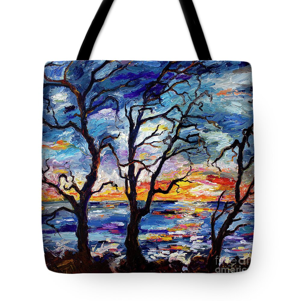 Georgia Tote Bag featuring the painting Sunrise on Jekyll Island Georgia by Ginette Callaway