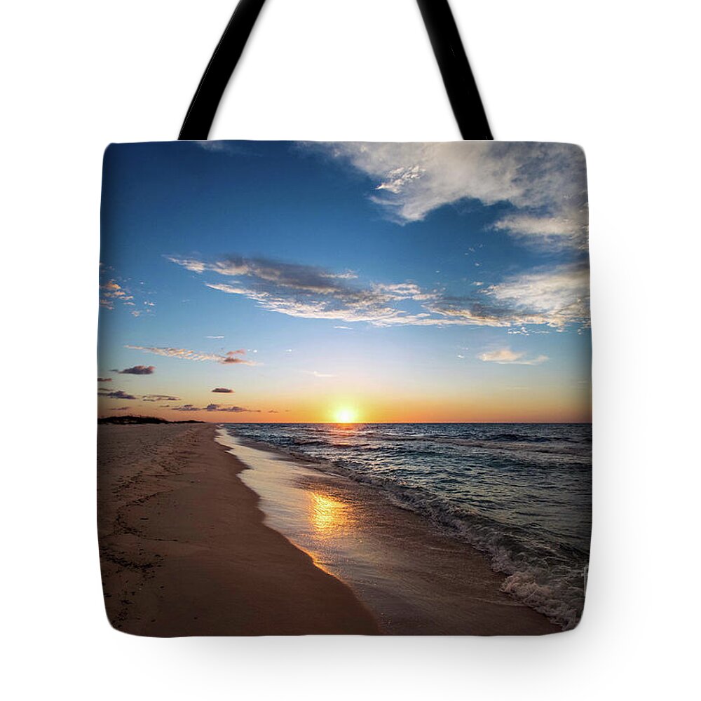 Sun Tote Bag featuring the photograph Sunrise on Opal Beach, Pensacola Beach, Florida by Beachtown Views