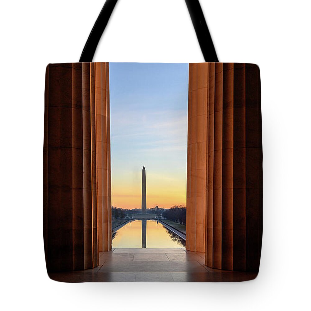 Washington Monument Tote Bag featuring the photograph Sunrise on the National Mall by Robert Miller