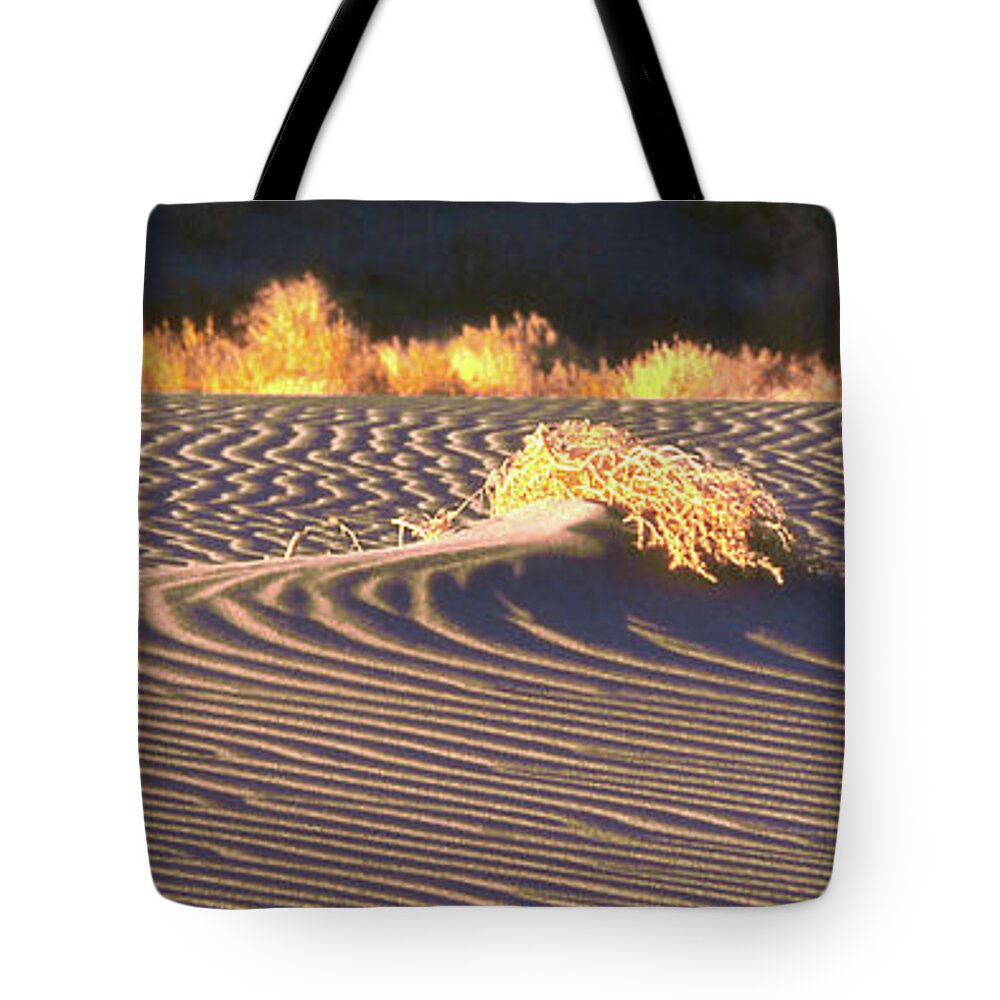 Sunrise Tote Bag featuring the photograph Sunrise Sand Dune Panorama by Jerry Griffin