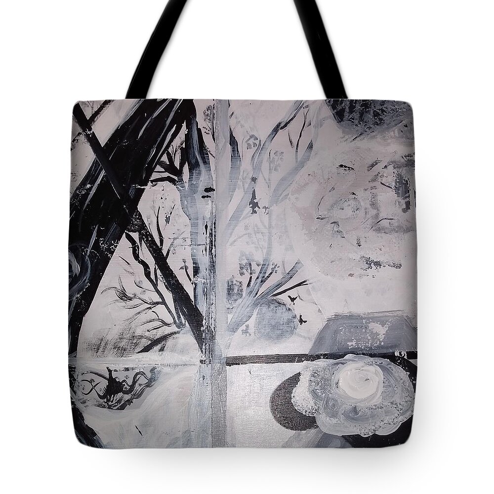 Abstract Tote Bag featuring the painting Sunroom VIsta by Suzanne Berthier