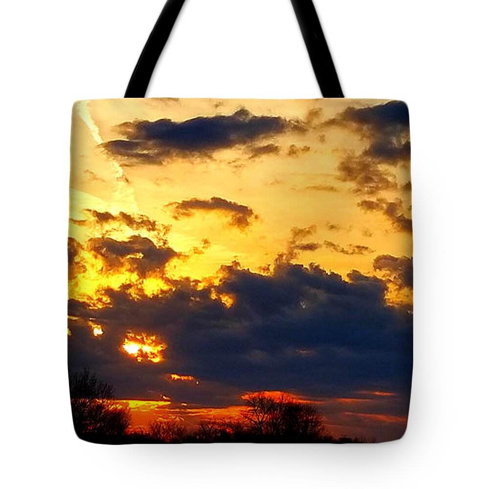 Cloud Tote Bag featuring the photograph Sunset Ablaze by Tina Mitchell