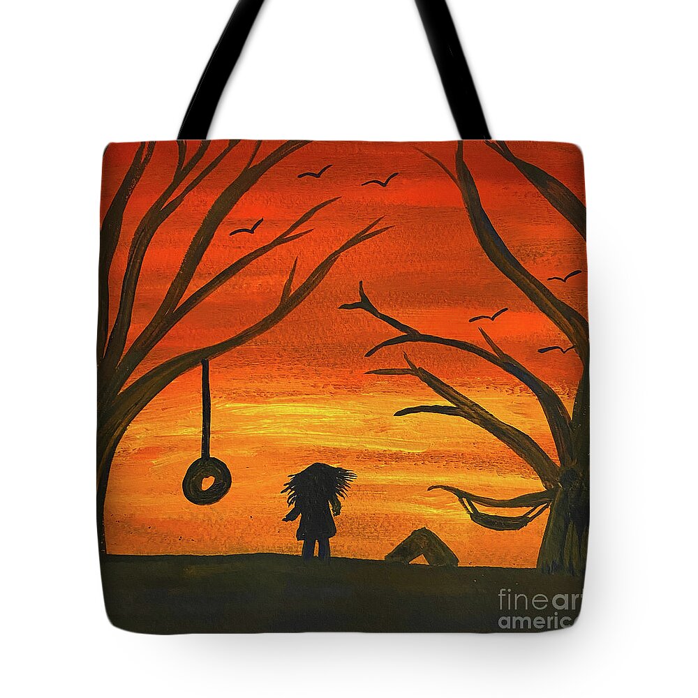 Sunset Tote Bag featuring the painting Sunset Adventure by Lisa Neuman