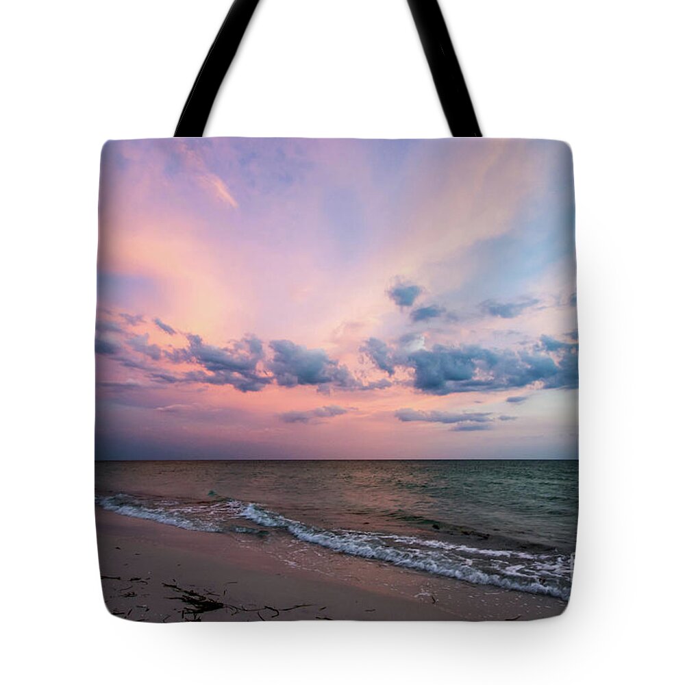 Sun Tote Bag featuring the photograph Sunset Afterglow on the Beach by Beachtown Views
