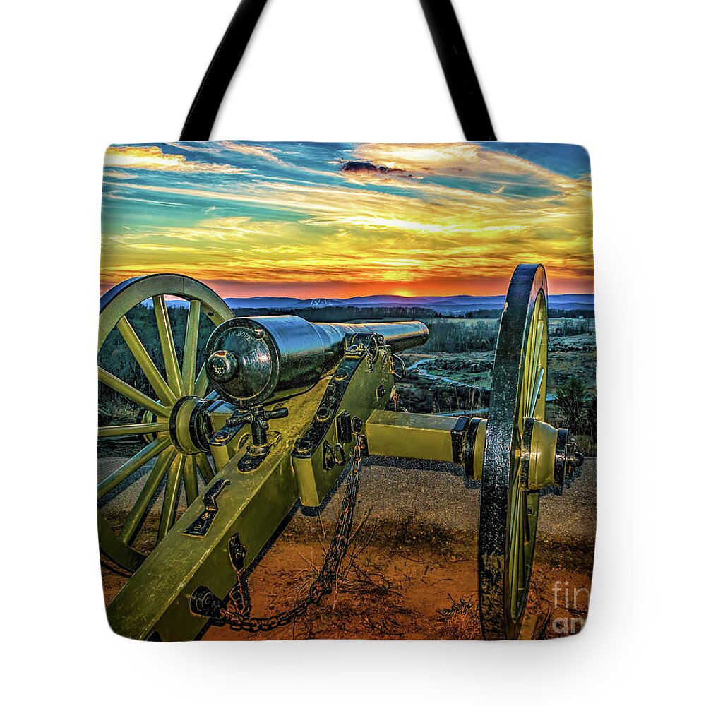 National Park Tote Bag featuring the photograph Sunset at Little Round Top by Nick Zelinsky Jr