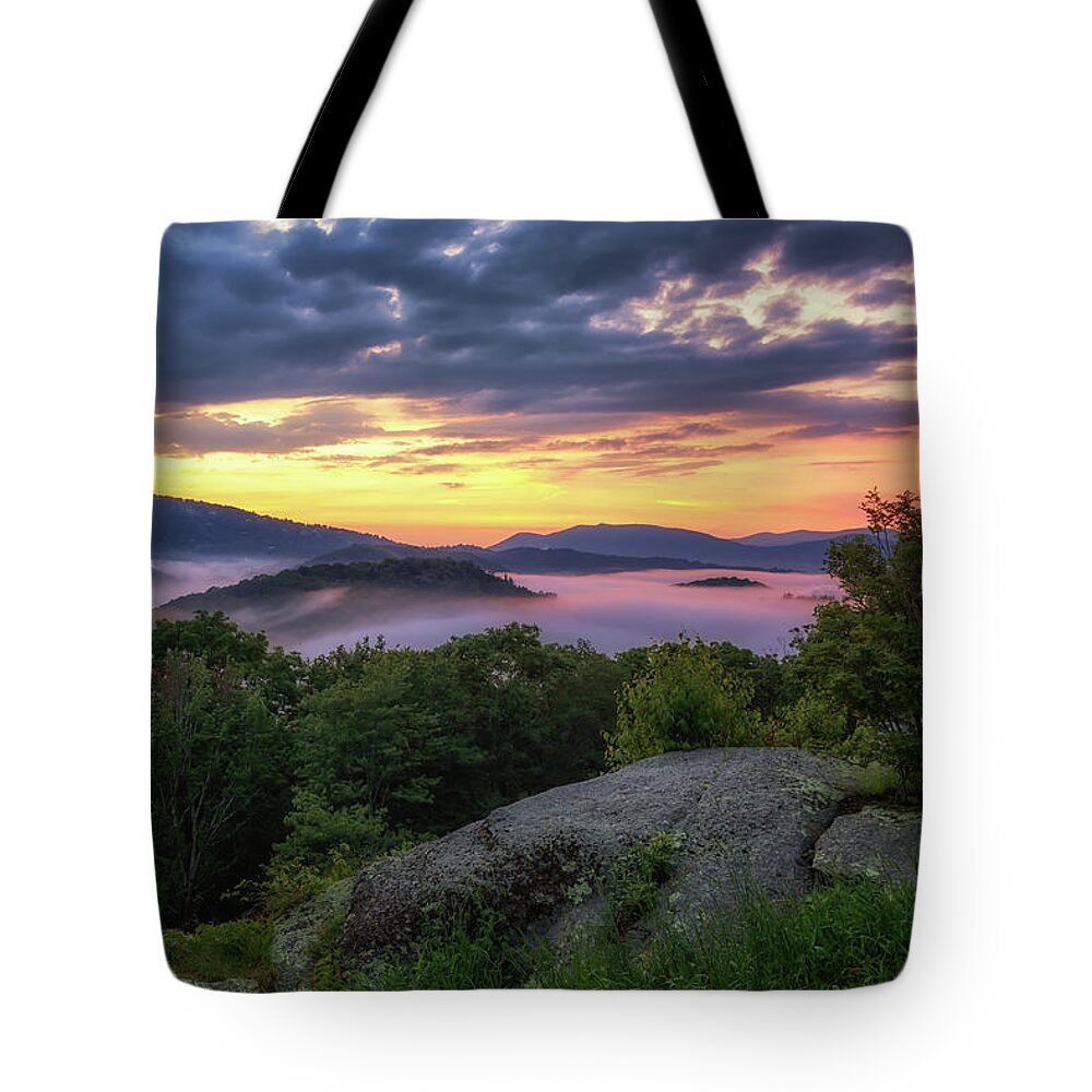 Sunset Tote Bag featuring the photograph Sunset at Raven Rocks - Blue Ridge Parkway by Susan Rissi Tregoning