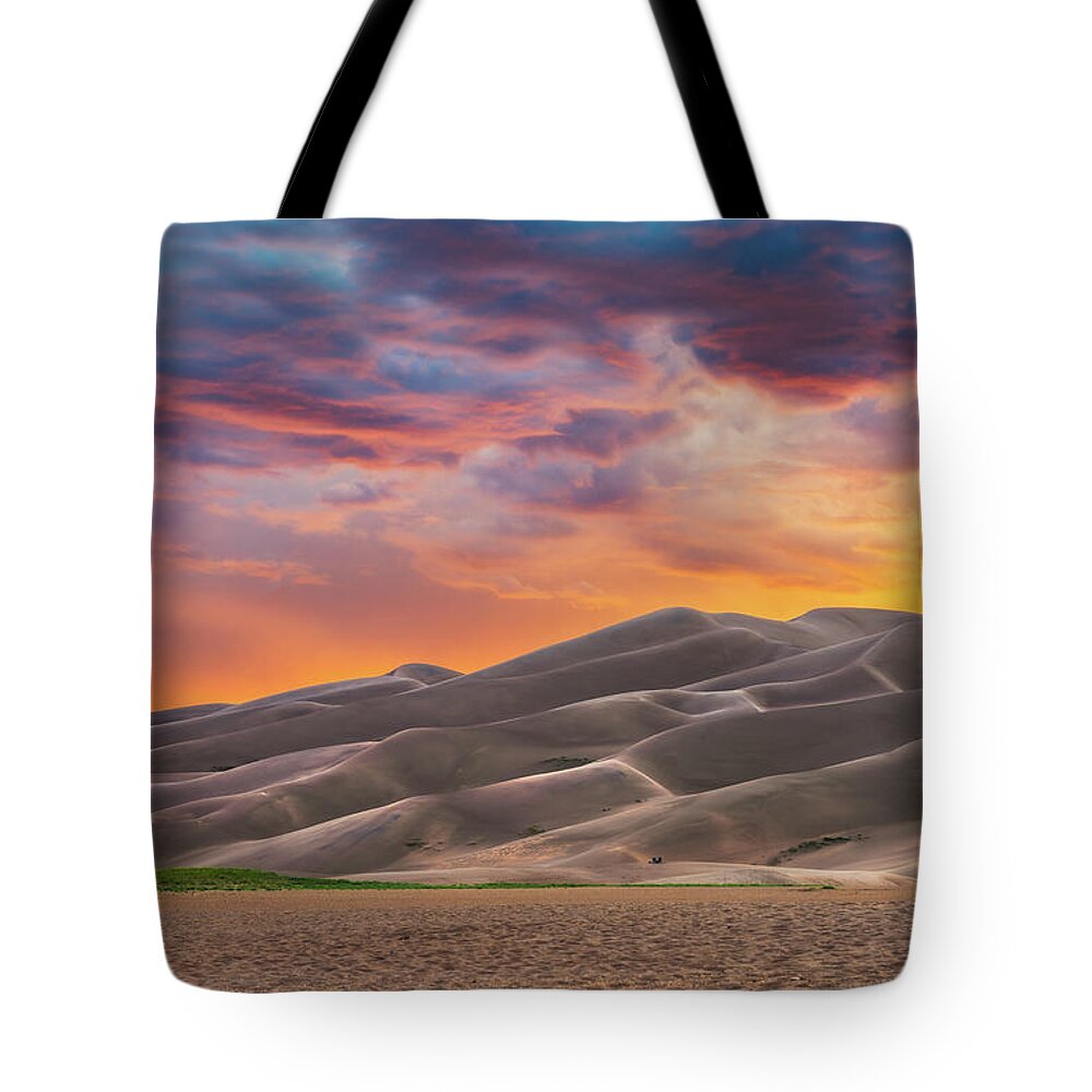 Great Sand Dunes National Park Tote Bag featuring the photograph Sunset At the Dunes by Darren White