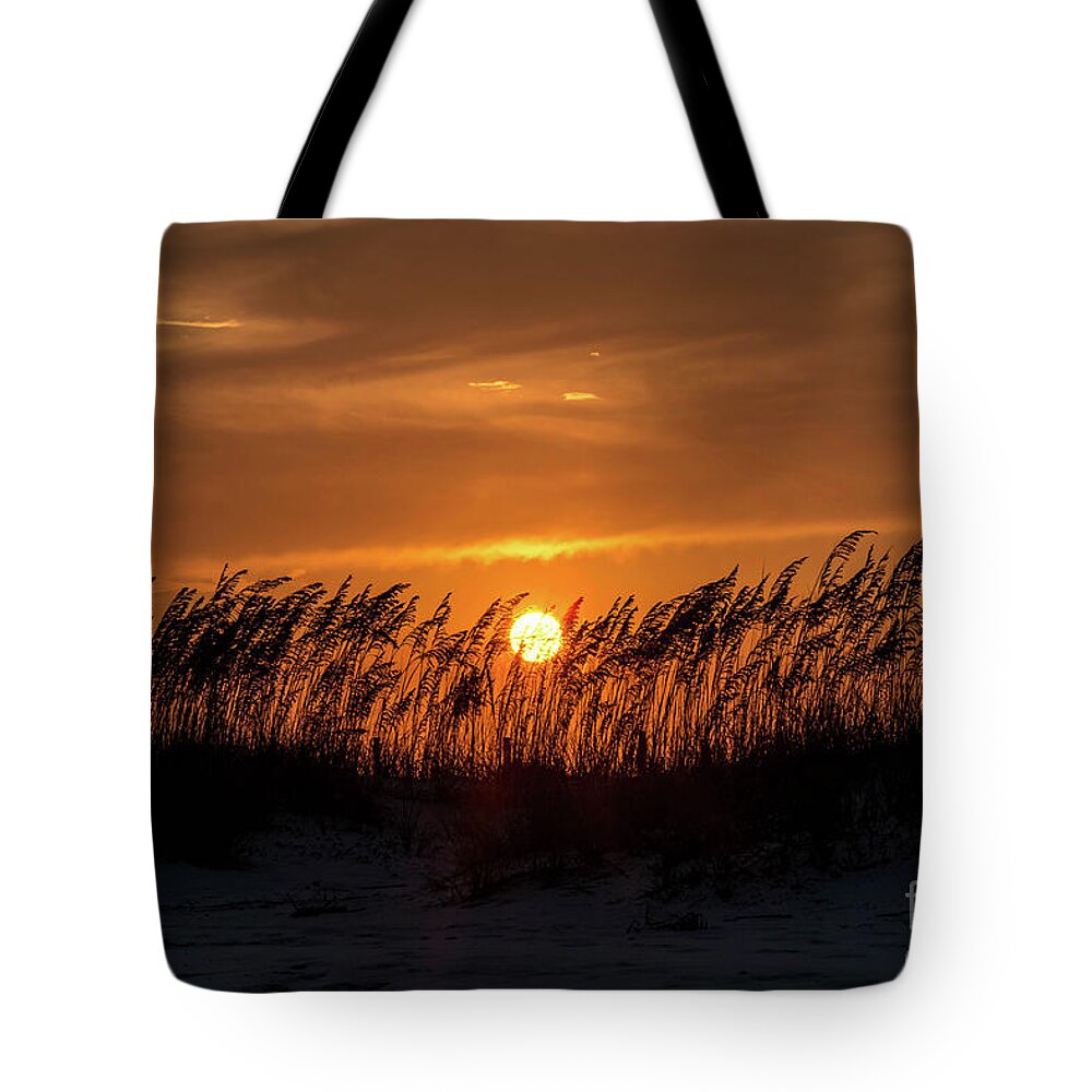 Sunset Tote Bag featuring the photograph Sunset Behind the Sand Dunes by Beachtown Views