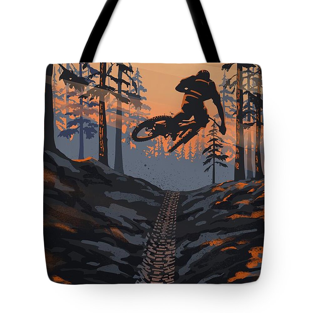 Cycling Art Tote Bag featuring the painting Dirt Jumper by Sassan Filsoof
