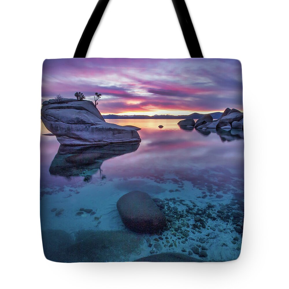 Lake Tote Bag featuring the photograph Sunset Glass by Martin Gollery