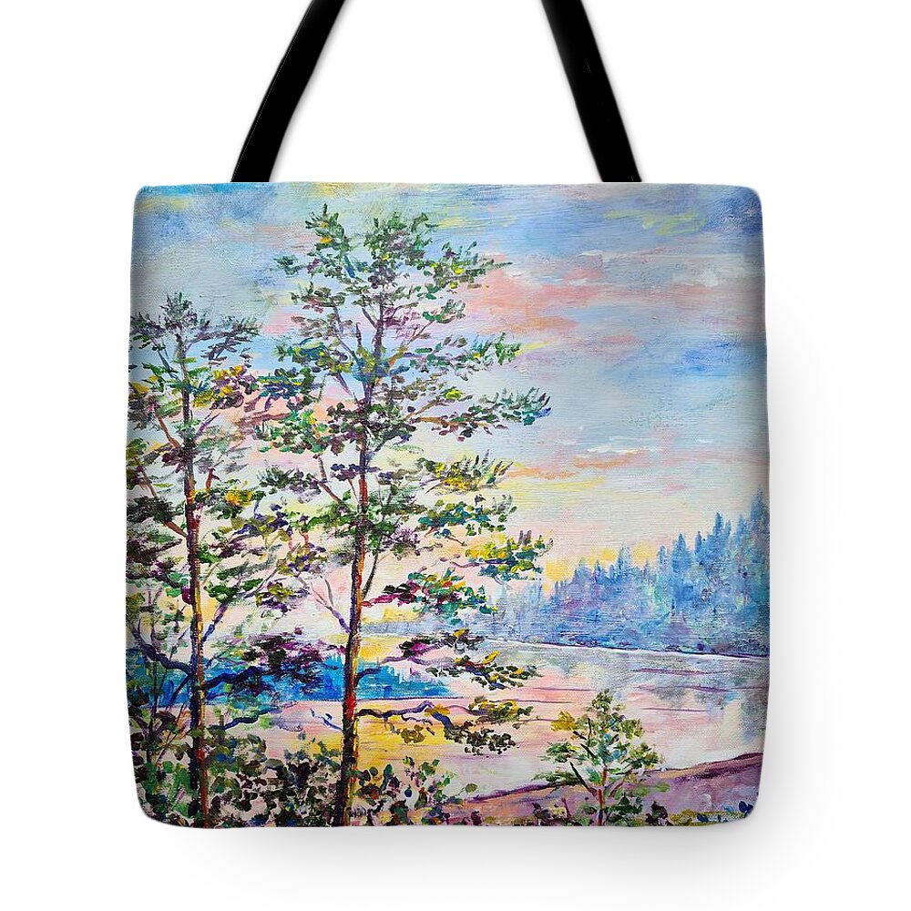 Sunset Tote Bag featuring the painting Sunset Heybeli Island Istanbul by Lou Ann Bagnall
