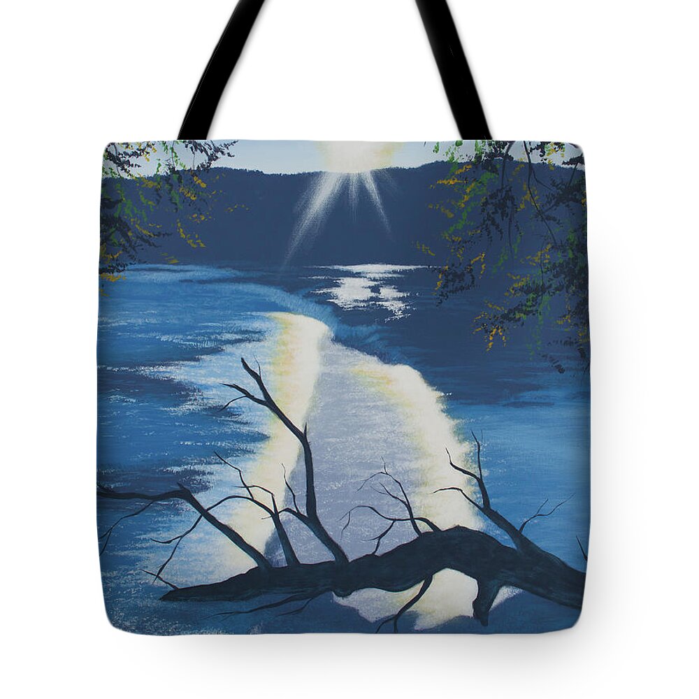 Landscape Tote Bag featuring the painting Sunset in Blue by Timothy Stanford
