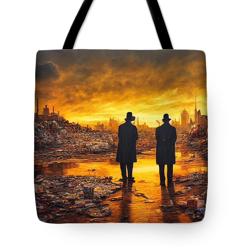 Figurative Tote Bag featuring the digital art Sunset In Garbage Land 77 by Craig Boehman