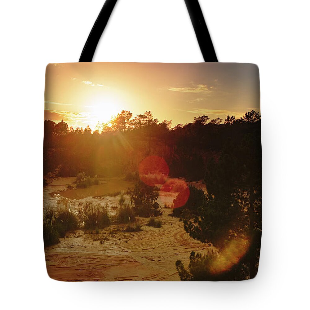 Sun Burst Tote Bag featuring the photograph Sunset in Ludo Algarve by Angelo DeVal