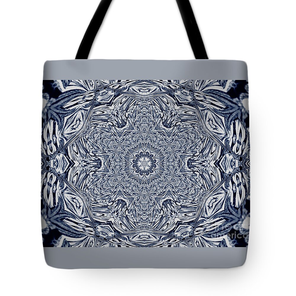Kaleidoscope Tote Bag featuring the digital art Sunset Kaleidoscope - Invert by Charles Robinson