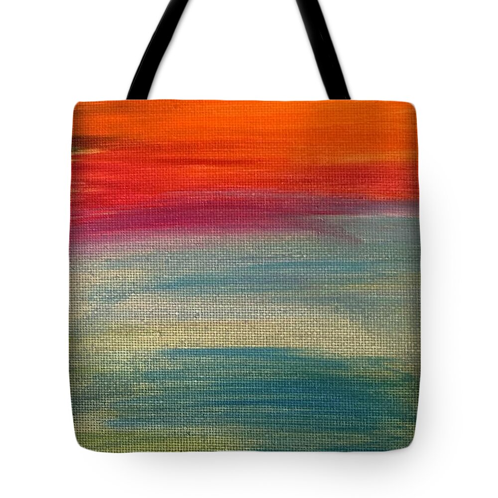 Oil Tote Bag featuring the painting Sunset by Lisa White