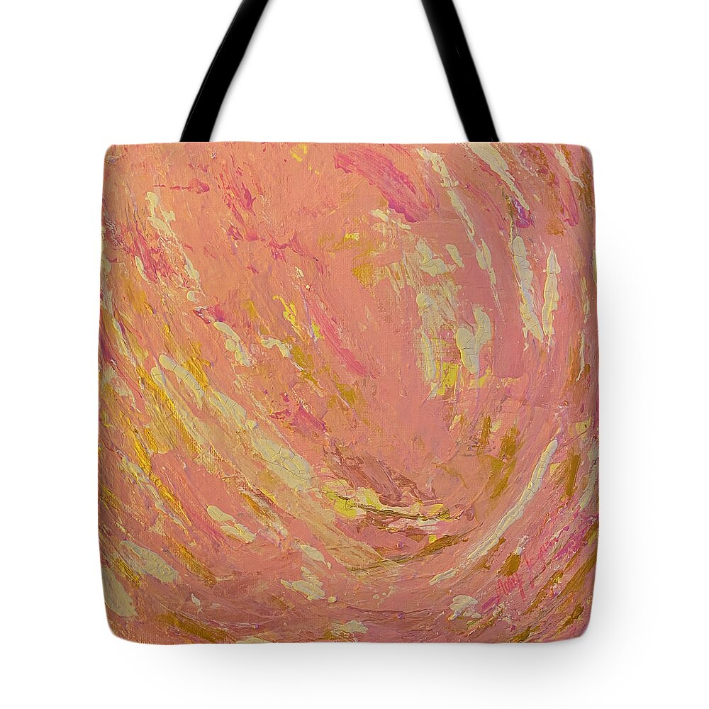 Pink Tote Bag featuring the painting Sunset by Medge Jaspan