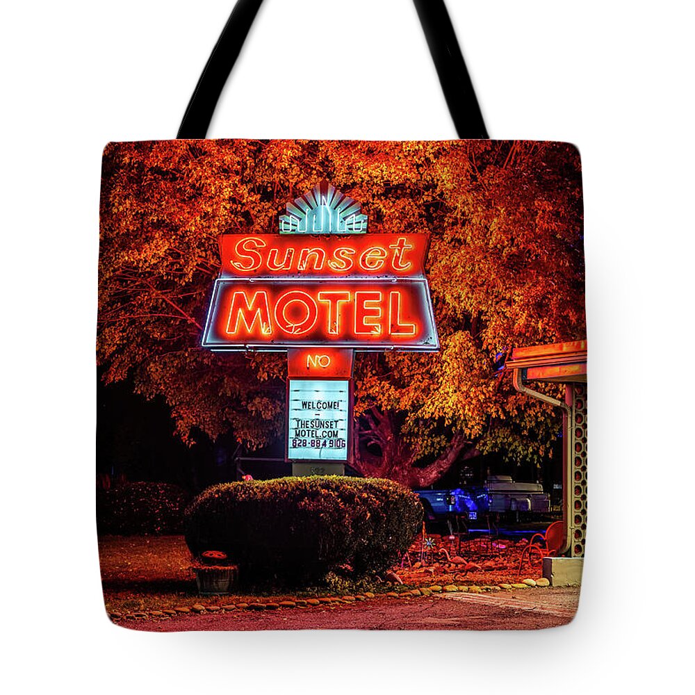 2022 Tote Bag featuring the photograph Sunset Motel by Charles Hite