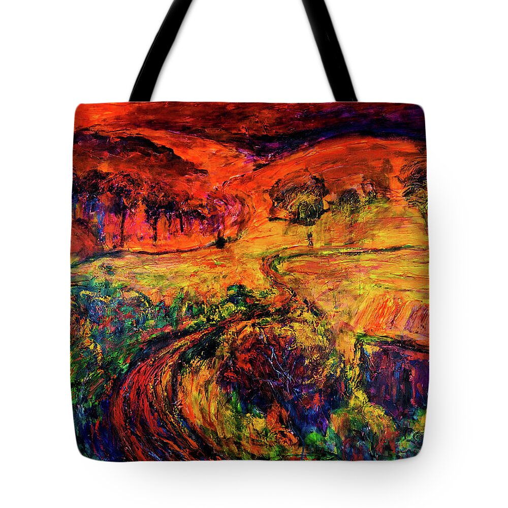 Australia Tote Bag featuring the painting Sunset of fire by Jeremy Holton