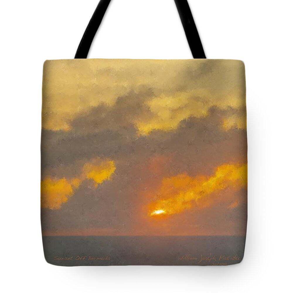 Sunset Tote Bag featuring the painting Sunset Off Bermuda by Bill McEntee