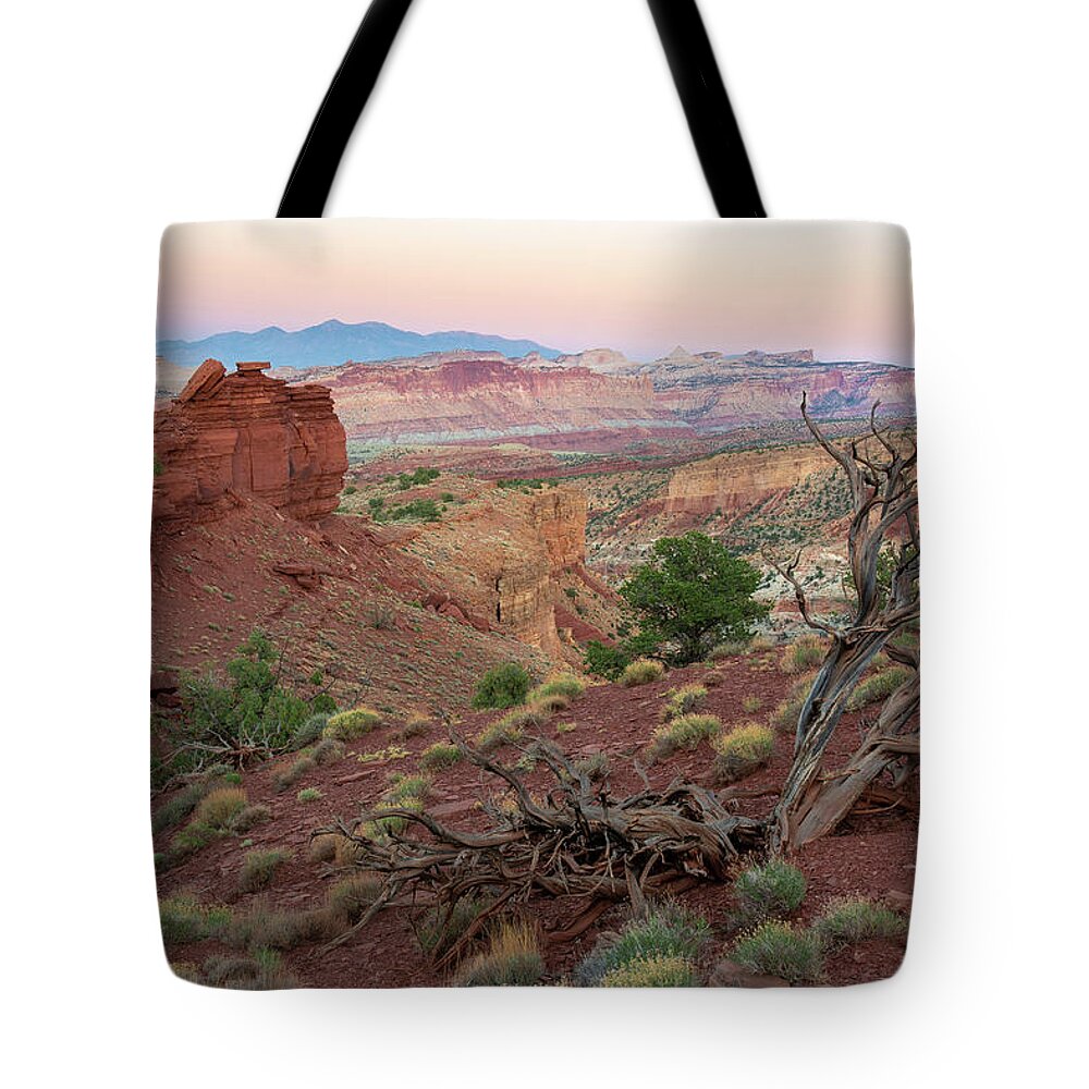 Utah Tote Bag featuring the photograph Sunset on Capitol Reef by Aaron Spong