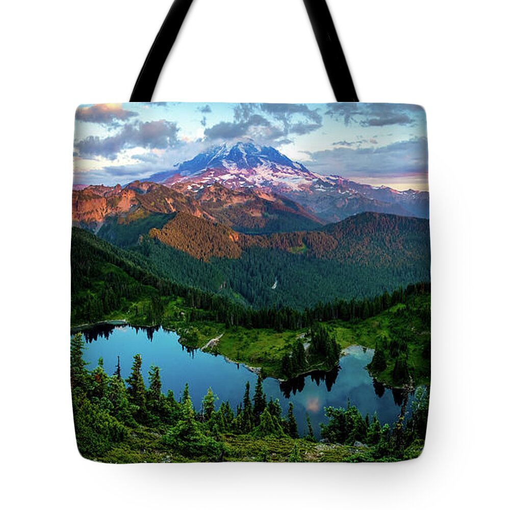 Eunice Lake Tote Bag featuring the photograph Sunset on the Mountain by Larey McDaniel