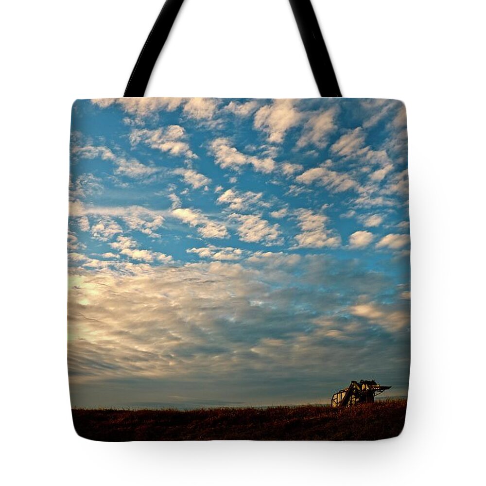 Sunsetting Before The Snow Tote Bag featuring the photograph Sunset over Combine White Earth River by Brian Sereda