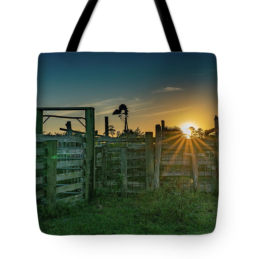Indiantown Tote Bag featuring the photograph Sunset Over Cow Town III by Todd Tucker