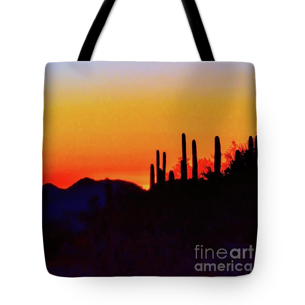 Landscape Tote Bag featuring the photograph Sunset over Tucson Arizona by Diana Mary Sharpton