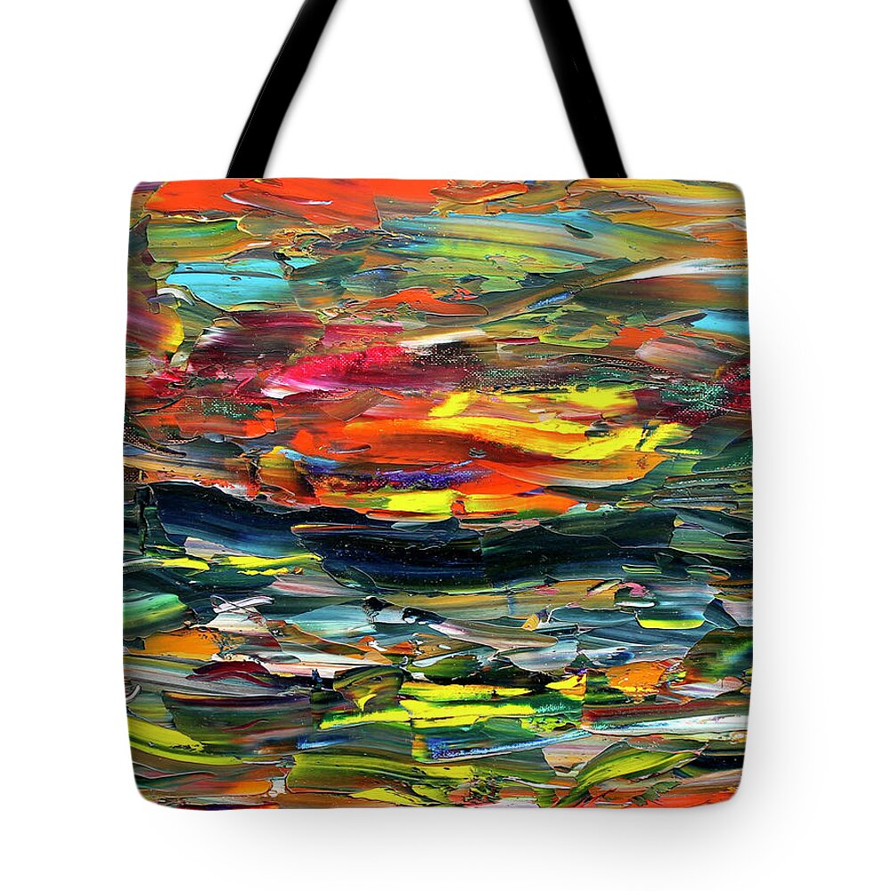 Ocean Tote Bag featuring the painting Sunset Sail by Teresa Moerer