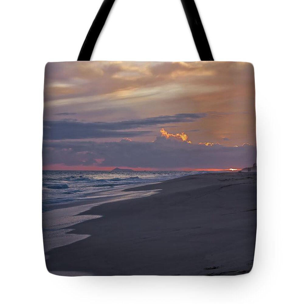 Niihau Sunset Tote Bag featuring the photograph Sunset Toward Ni'ihau Kauai by Heidi Fickinger