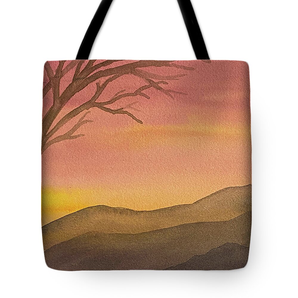 Sunset Tote Bag featuring the painting Sunset Tree by Lisa Neuman