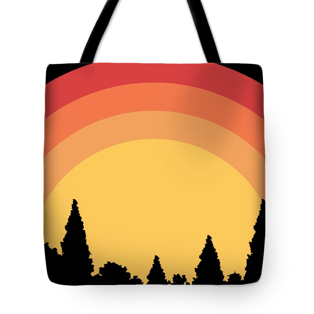 Natural Tote Bag featuring the digital art Sunset Trees Silhouette by Pelo Blanco Photo