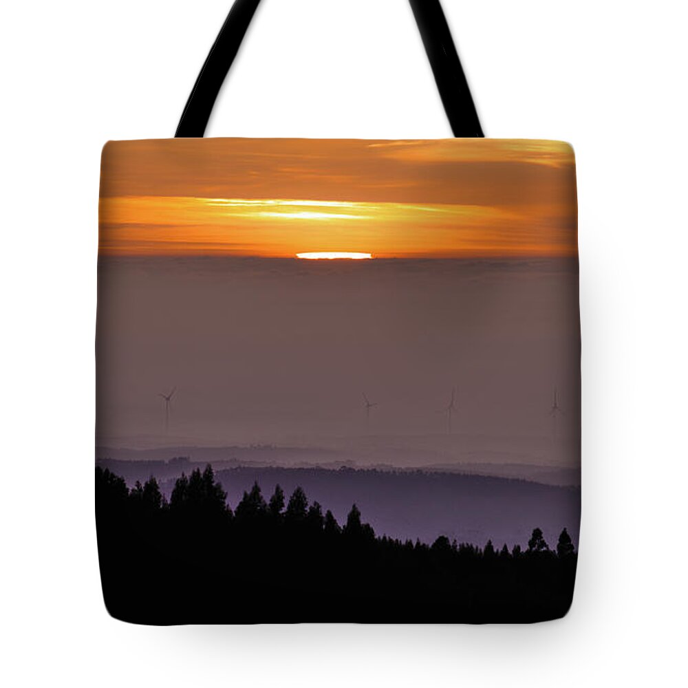 Foia Tote Bag featuring the photograph Sunset view from Foia Mountain. Monchique by Angelo DeVal