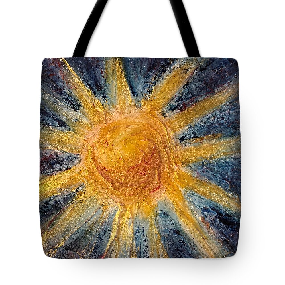 Abstract Sun Tote Bag featuring the painting Sunshine by Rachelle Stracke