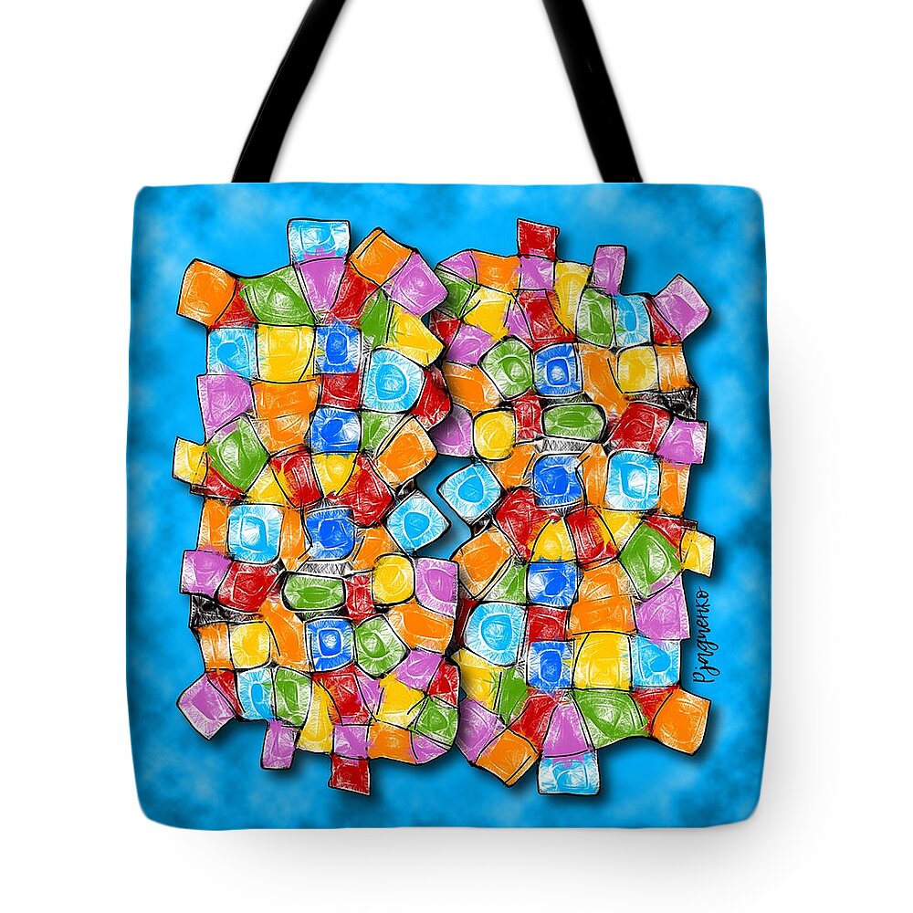 Multicolor Surface Tote Bag featuring the digital art Surface #12 by Ljev Rjadcenko