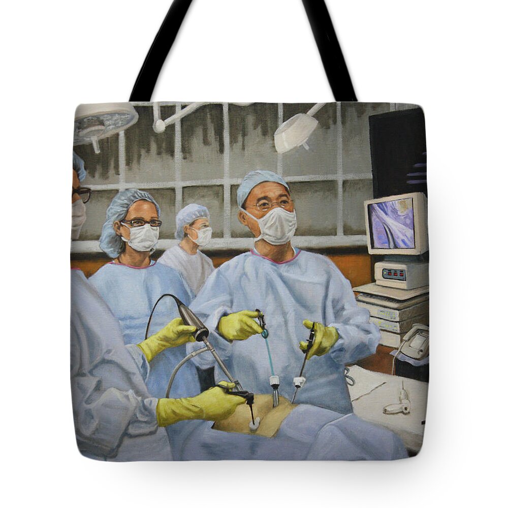 Surgery Tote Bag featuring the painting Surgery 2019 by Todd Cooper