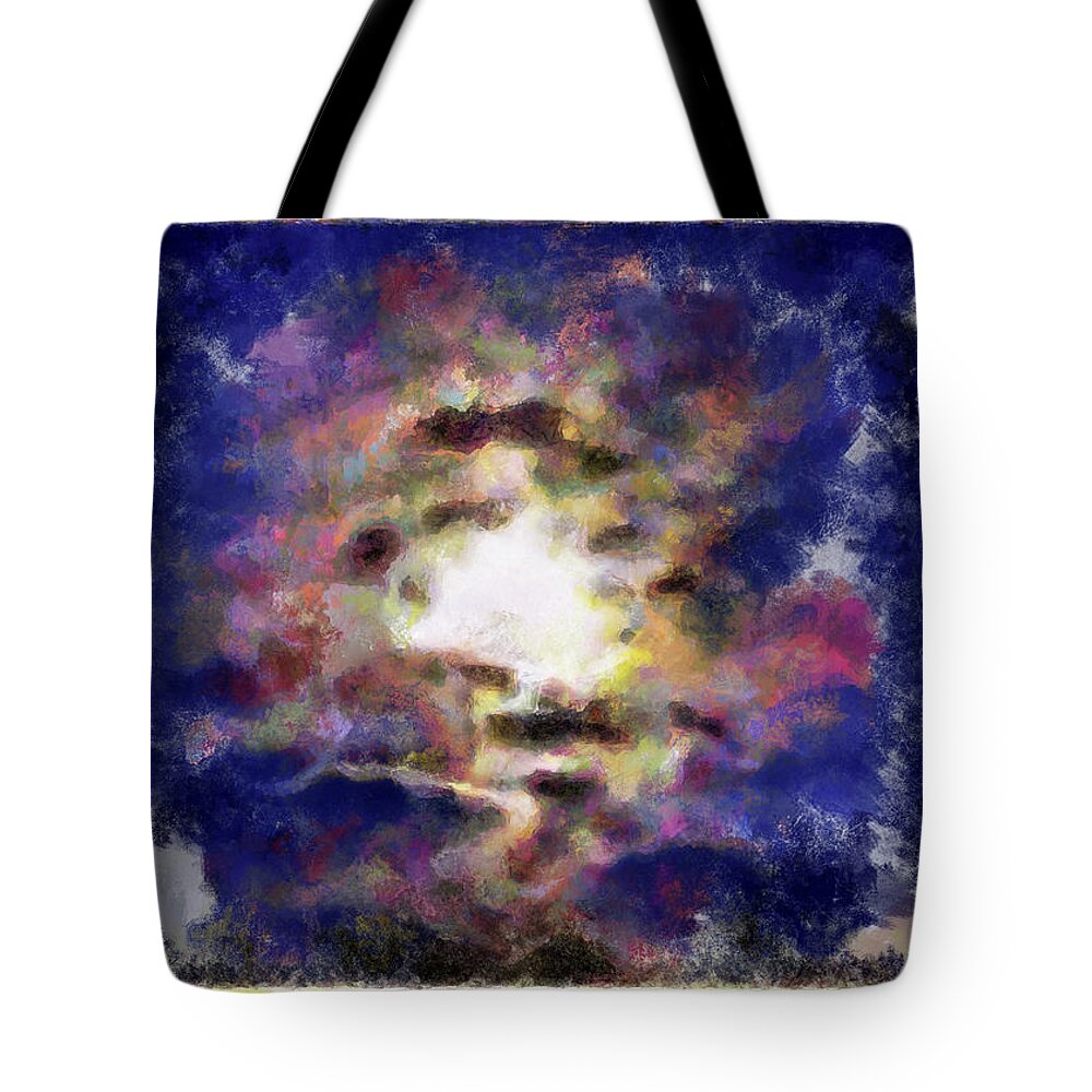 Moon Tote Bag featuring the mixed media Surreal Moonscape by Christopher Reed