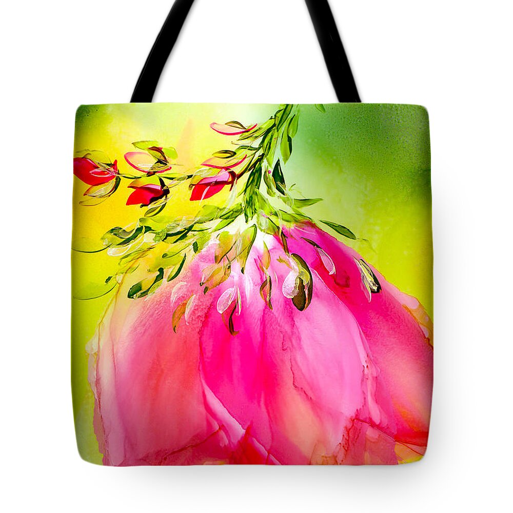 Flower Tote Bag featuring the painting Suspended Bloom No.2 by Kimberly Deene Langlois